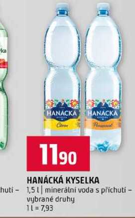 HANÁCKÁ KYSELKA huti 1,5l minerální voda s příchutí vybrané druhy