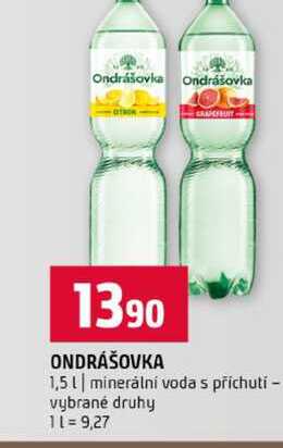 ONDRÁŠOVKA 1,5l minerální voda s příchutí vybrané druhy