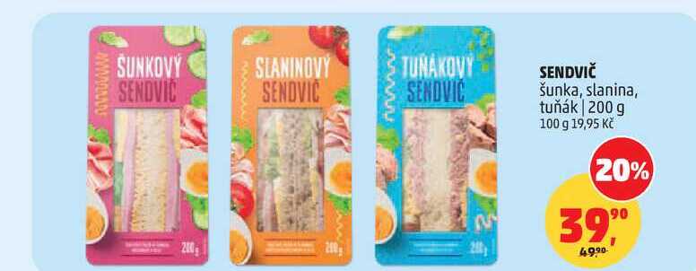 SENDVIČ šunka, slanina, tuňák, 200 g