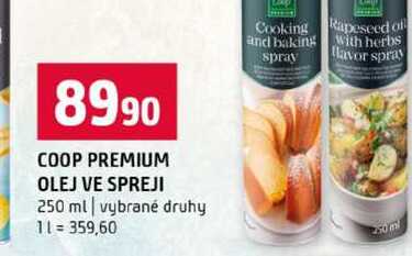 COOP PREMIUM OLEJ VE SPREJI 250 ml vybrané druhy 