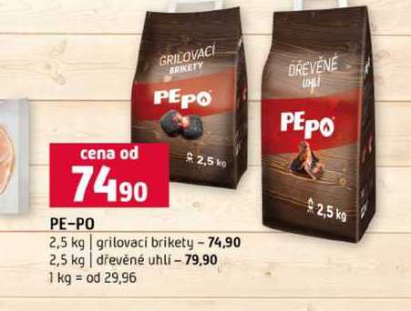 PE-PO 2,5 kg grilovací brikety 2,5 kg dřevěné uhlí 