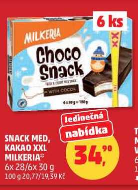 SNACK MED, WITH COCCA KAKAO XXL MILKERIA, 6x 28/6x30 g
