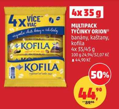 MULTIPACK TYČINKY ORION banány, kaštany, kofila, 4x 35/45 g 
