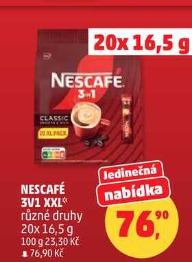 NESCAFÉ 3V1 XXL různé druhy, 20x 16,5 g