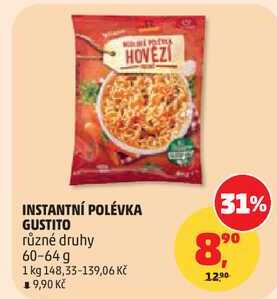 INSTANTNÍ POLÉVKA GUSTITO různé druhy, 60-64 g