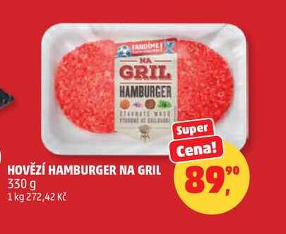 HOVĚZÍ HAMBURGER NA GRIL, 330 g