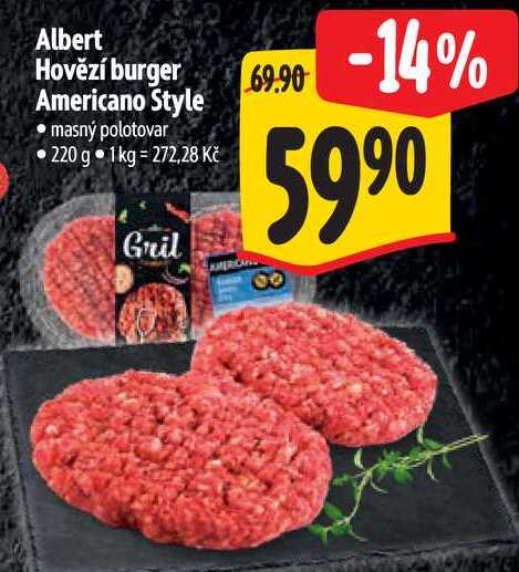 Albert Hovězí burger Americano Style, 220 g