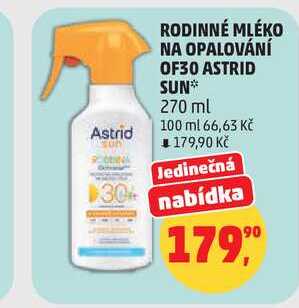 RODINNÉ MLÉKO NA OPALOVÁNÍ OF30 ASTRID SUN, 270 ml