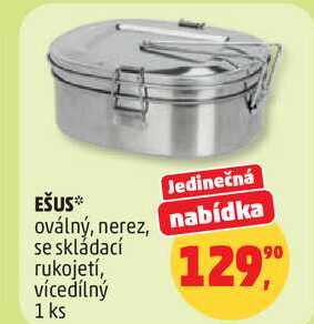 EŠUS oválný, nerez, nabídka se skládací rukojetí, vícedílný, 1 ks