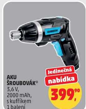 AKU ŠROUBOVÁK nabídka 3,6V, 2000 mAh, s kufříkem, 1 balení
