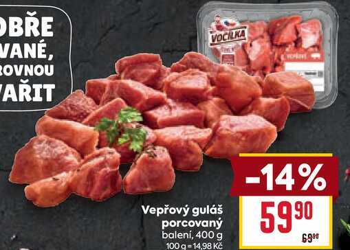 Vepřový guláš porcovaný balení, 400 g