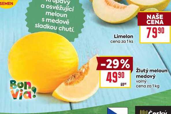 Žlutý meloun medový volný cena za 1 kg