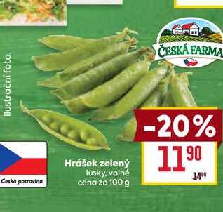Hrášek zelený lusky, volně cena za 100 g