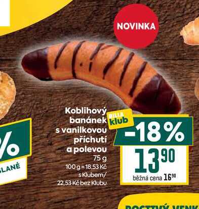 Koblihový banánek klub s vanilkovou příchutí a polevou 75 g