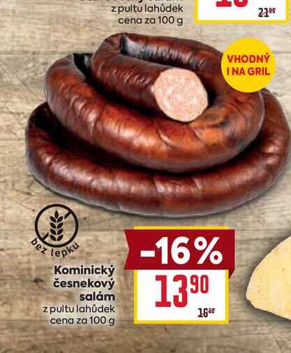 Kominický česnekový salám z pultu lahůdek cena za 100 g