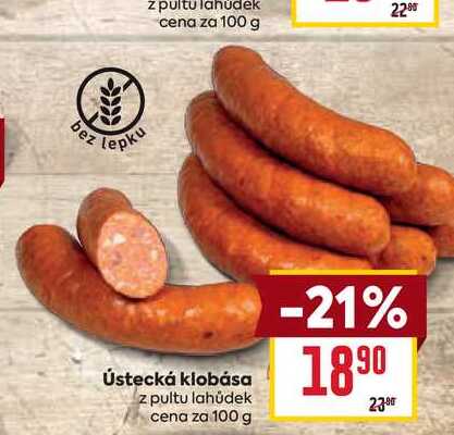 Ústecká klobása z pultu lahůdek cena za 100 g