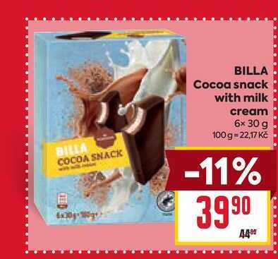 BILLA Cocoa snack with milk cream 6x 30 g