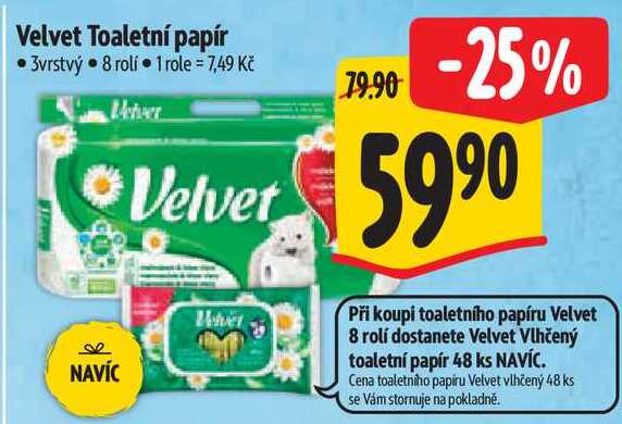 Velvet Toaletní papír, 8 rolí