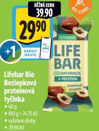 Lifebar Bio Bezlepková proteinová tyčinka, 40 g