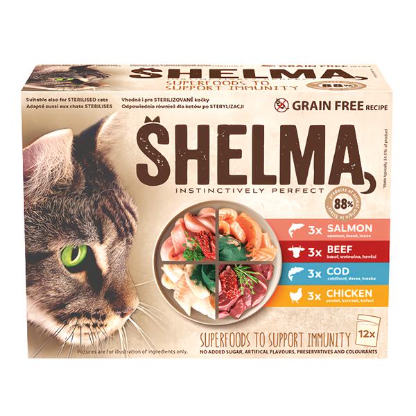 Shelma bezobilné dušené filetky výběr z masa a ryb 12x85g