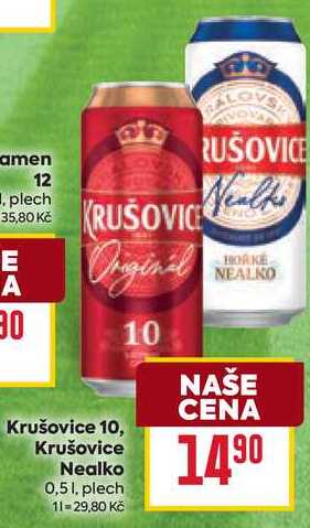 Krušovice Nealko 0,5l, plech