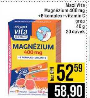 Maxi Vita Magnézium 400 mg +B komplex+vitamín C grep 40 g 20 dávek 