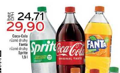 Coca-Cola různé druhy Fanta různé druhy Sprite 1,5l