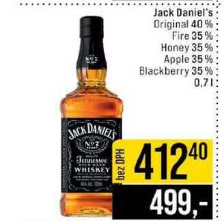 Jack Daniel's Original 40% Fire 35% Honey 35% Apple 35% Blackberry 35% 0.7l