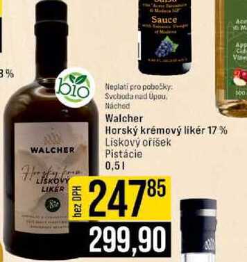 Walcher Horský krémový likér 17% lískový oříšek, pistácie 0,5l