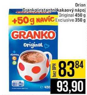 Orion Grankolinstantni kakaový nápoj Original 450 g +50g Exclusive 350 g