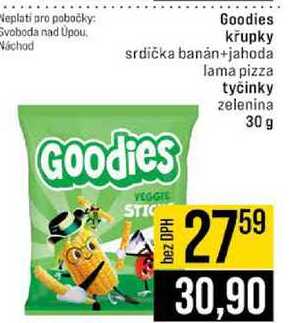 Goodies křupky srdíčka banán+jahoda lama pizza tyčinky zelenina 30 g