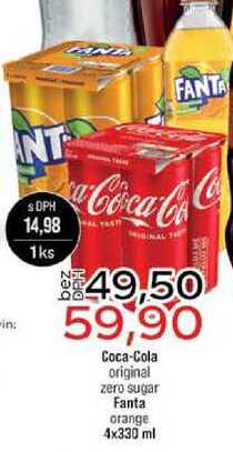Coca-Cola original zero sugar Fanta orange 4x330 ml