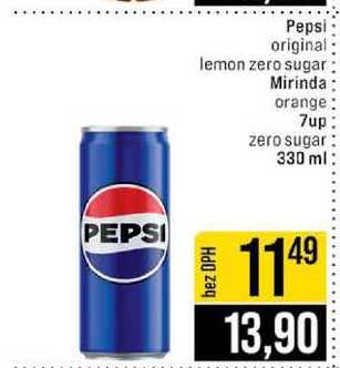 Pepsi original lemon zero sugar Mirinda orange 7up zero sugar 330 ml