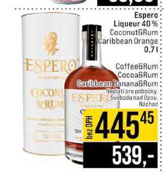 Espero Liqueur 40% Coconut&Rum Caribbean Orange 0,7l