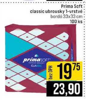 Prima Soft classic ubrousky 1-vrstvé bordó 33x33 cm 100 ks
