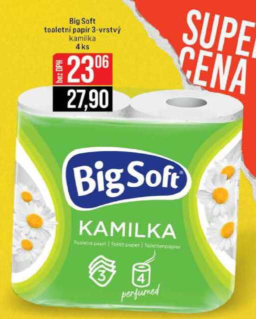 Big Soft toaletní papír 3-vrstvý kamilka 4 ks 