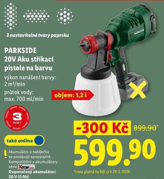 PARKSIDE 20V Aku stříkací pistole na barvu