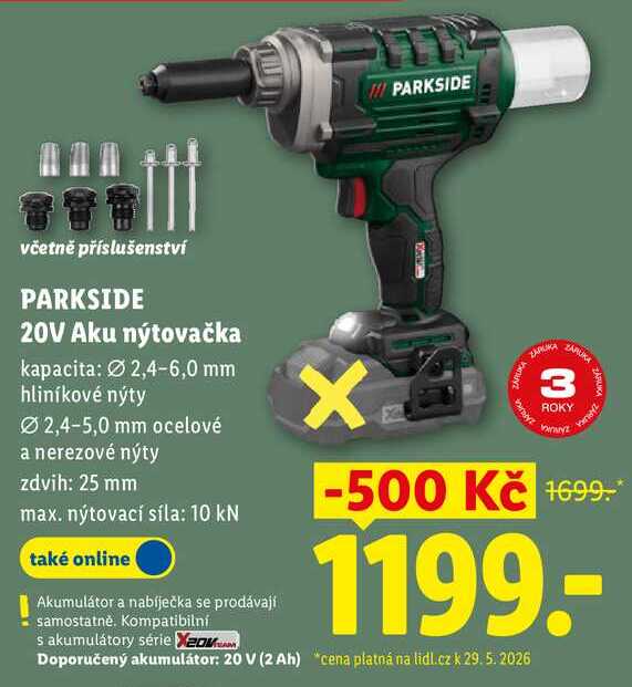 PARKSIDE 20V Aku nýtovačka