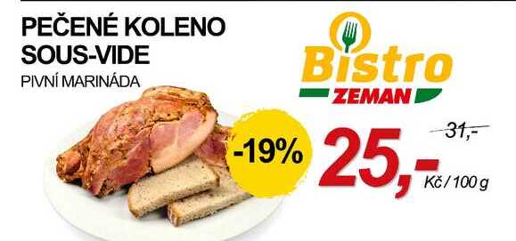 PEČENÉ KOLENO SOUS-VIDE PIVNÍ MARINÁDA, 100 g