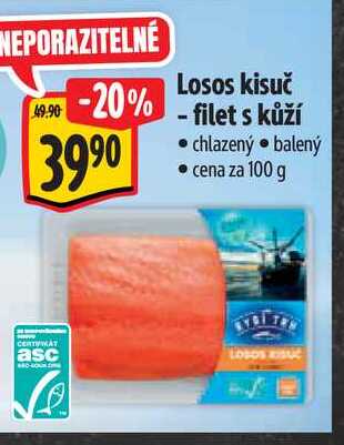 Losos kisuč - filet s kůží 100 g