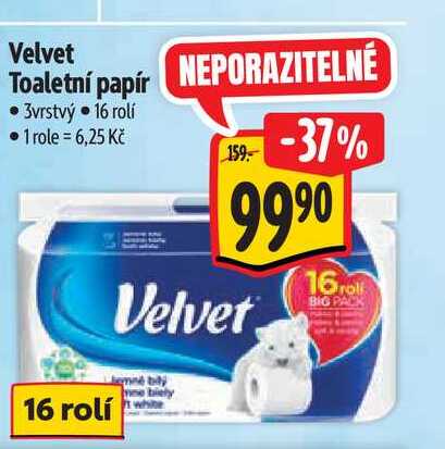 Velvet Toaletní papír 3vrstvý 16 rolí
