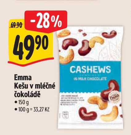 Emma Kešu v mléčné čokoládě 150 g