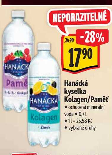 Hanácká kyselka Kolagen/Paměť 0,7 l