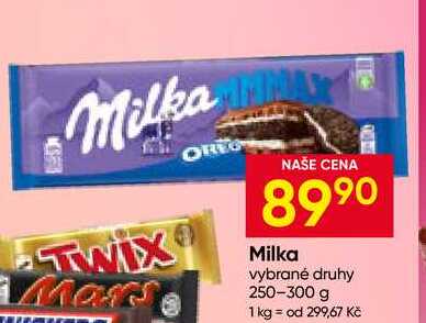 Milka vybrané druhy 250-300 g
