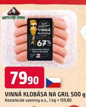 VINNÁ KLOBÁSA NA GRIL 500 g