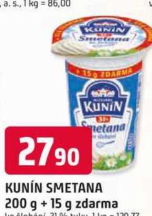 KUNÍN SMETANA 200 g + 15 g zdarma