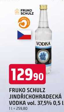 FRUKO SCHULZ JINDŘICHOHRADECKÁ VODKA vol. 37,5% 0,5 L
