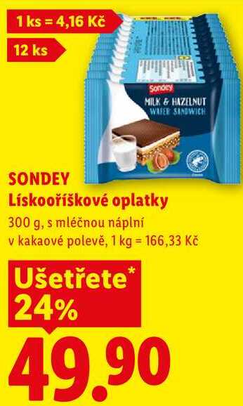 SONDEY Lískooříškové oplatky, 300 g