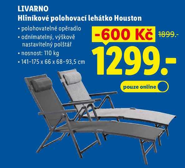 LIVARNO Hliníkové polohovací lehátko Houston