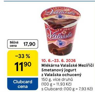 Mlékárna Valašské Meziříčí Smetanový jogurt z Valašska ochucený, 150 g, více druhů 